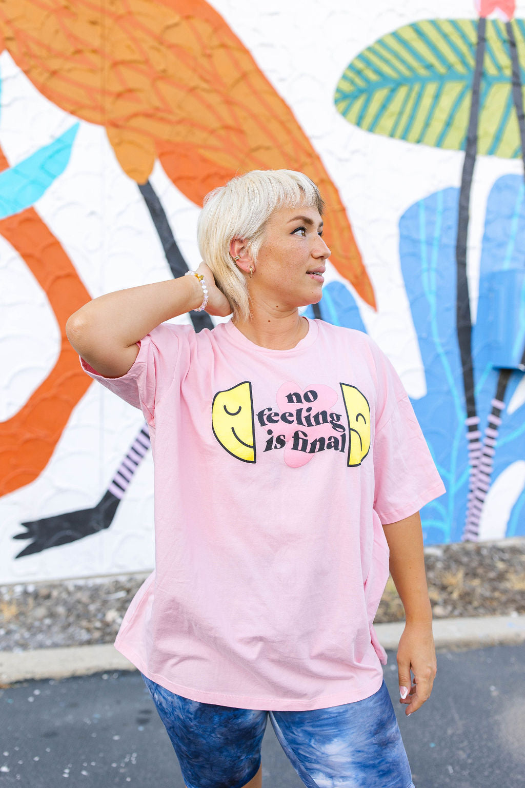 TABY ORIGINAL: No Feeling Is Final Boxy Tee In PINK*** RESTOCKED***