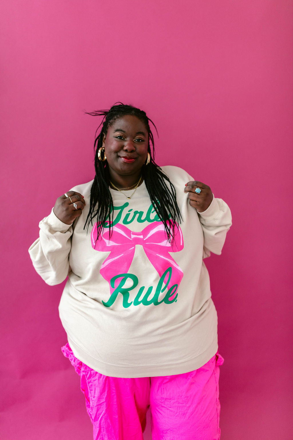 TABY ORIGINAL: Girls Rule Pullover Crew Neck in SAND*** In Sizes XS-5X!***