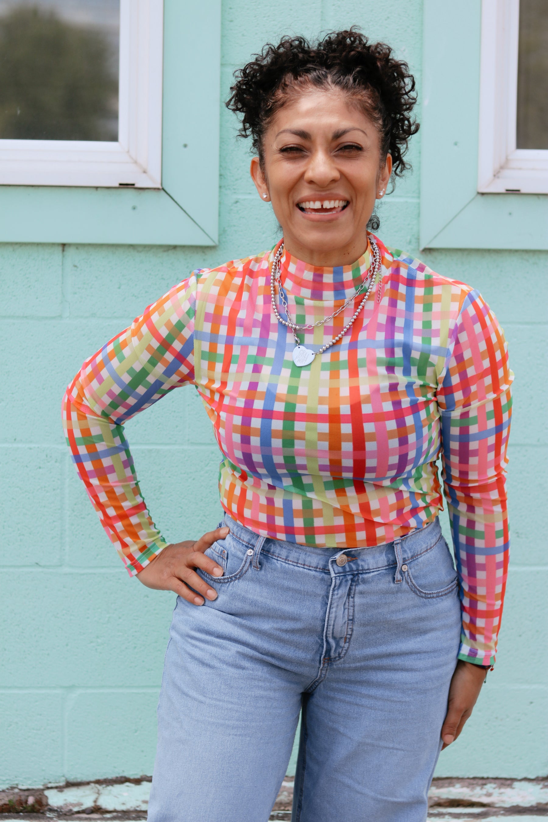 TABY ORIGINAL: Get Noticed Peekaboo Mesh top IN SIZES XS-5X***