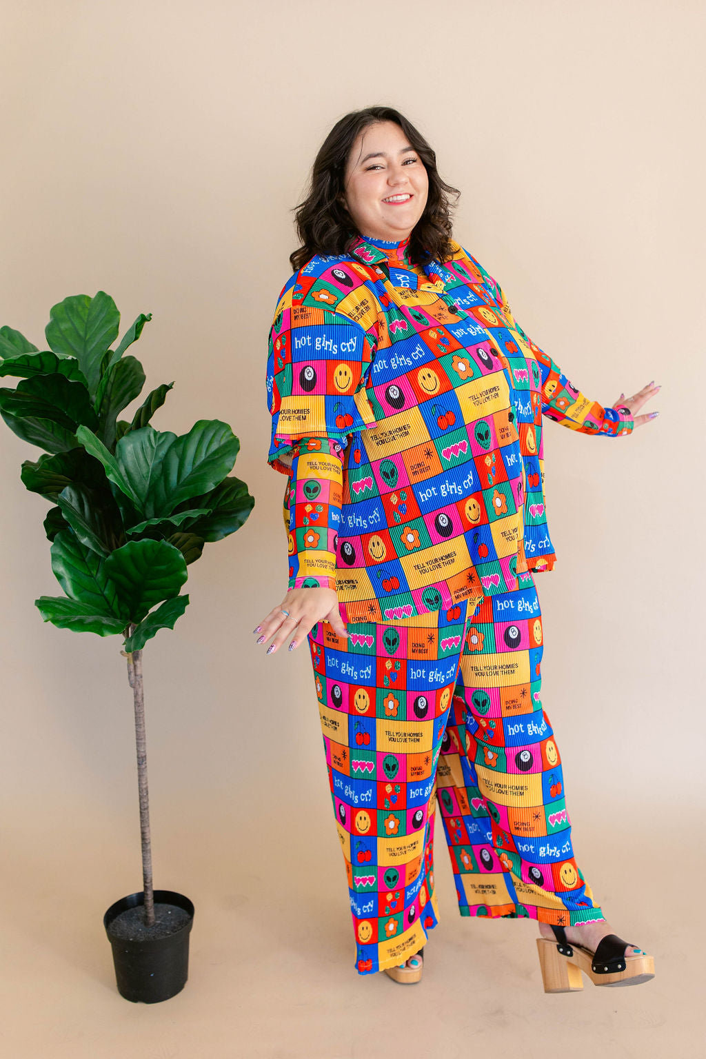 TABY ORIGINAL: Working On Myself Plisse Pant Set RESTOCKED IN SIZES XS-5X!***