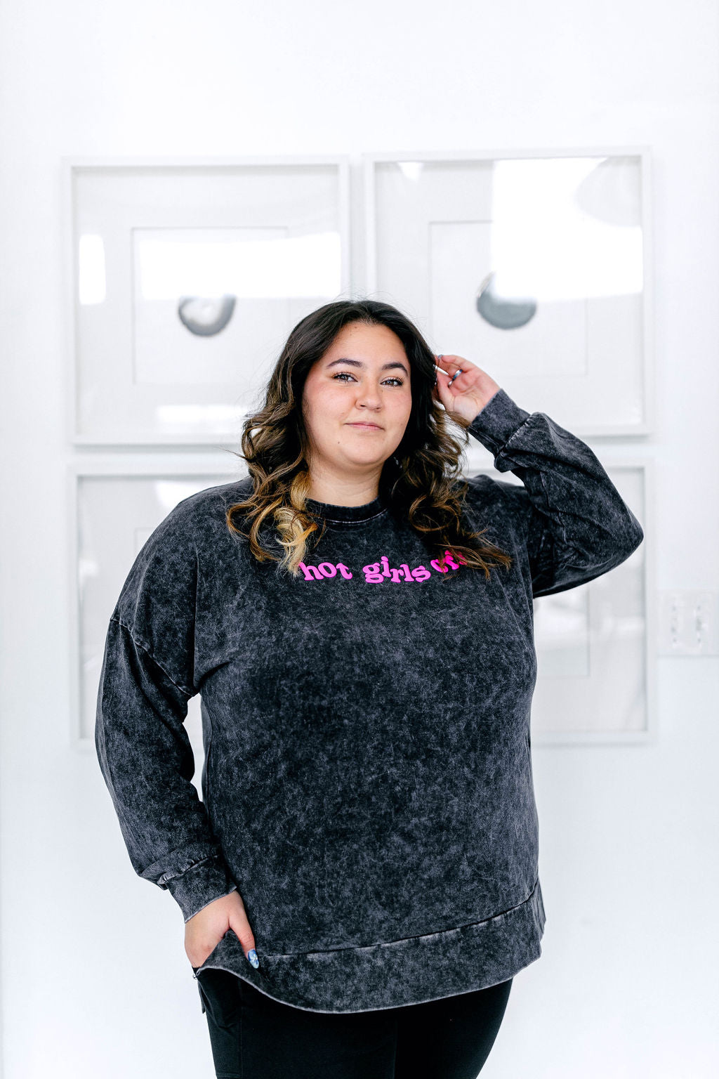 TABY ORIGINAL: Hot Girls Cry Pullover In CHARCOAL*** PUFF***