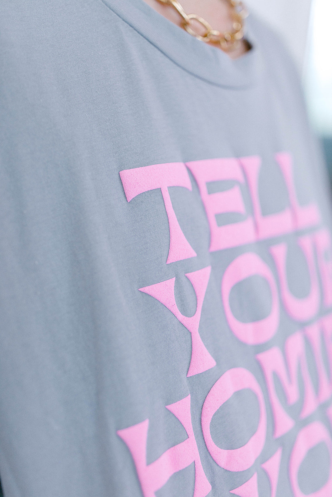 TABY ORIGINAL: Tell Your Homies You Love Them Boxy Tee IN PUFF*** IN STONE GREY***