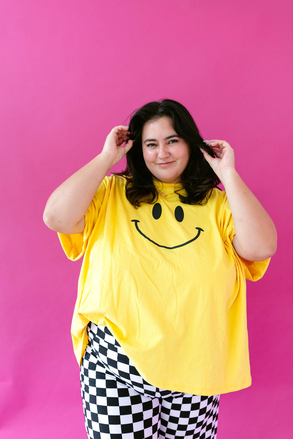 TABY ORIGINAL DESIGN: Smiley Boxy Tee PUFF*** IN BRIGHT YELLOW***
