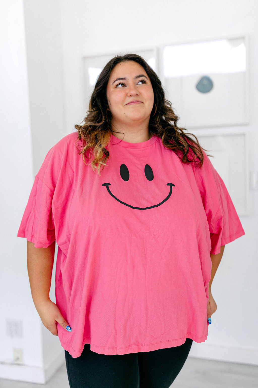 TABY ORIGINAL DESIGN: Smiley Boxy Tee PUFF*** IN Tooty Frooty***