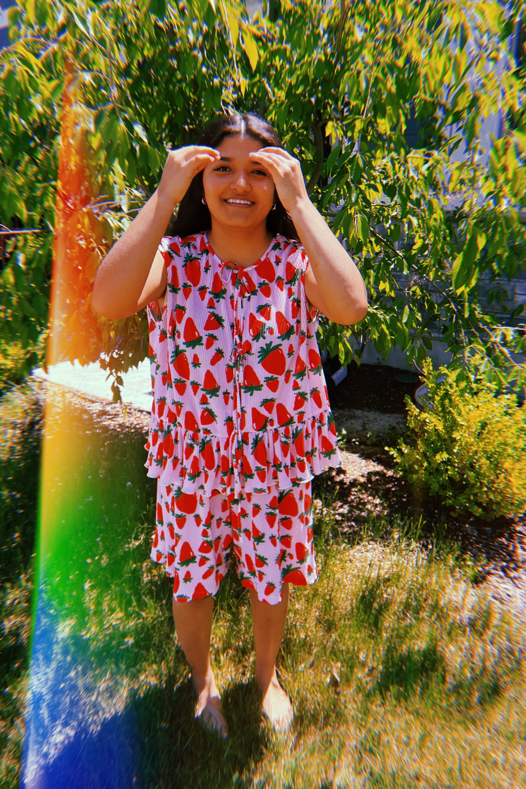 TABY ORIGINAL: Strawberry Fields Plisse Short/Vest Set In Sizes XS-5X!***