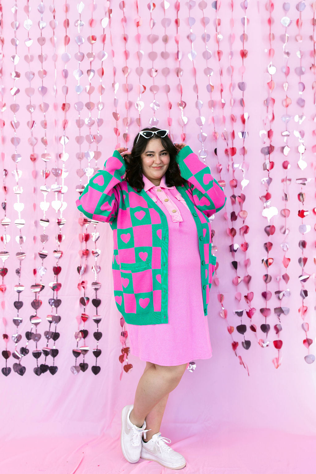 TABY ORIGINAL: Radical Self Love Cardigan In GREEN & PINK*** Sizes XS-5X!***