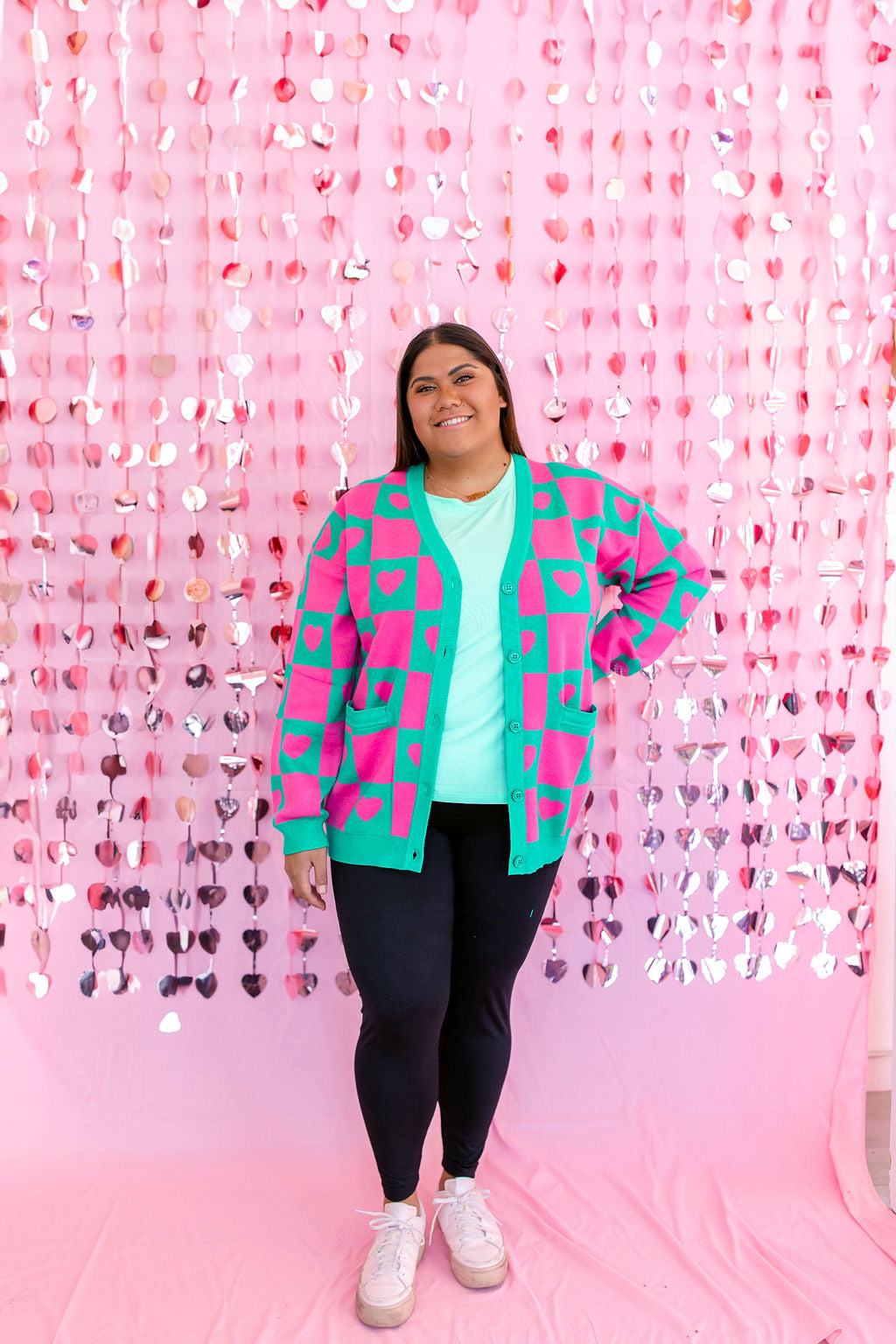 TABY ORIGINAL: Radical Self Love Cardigan In GREEN & PINK*** Sizes XS-5X!***