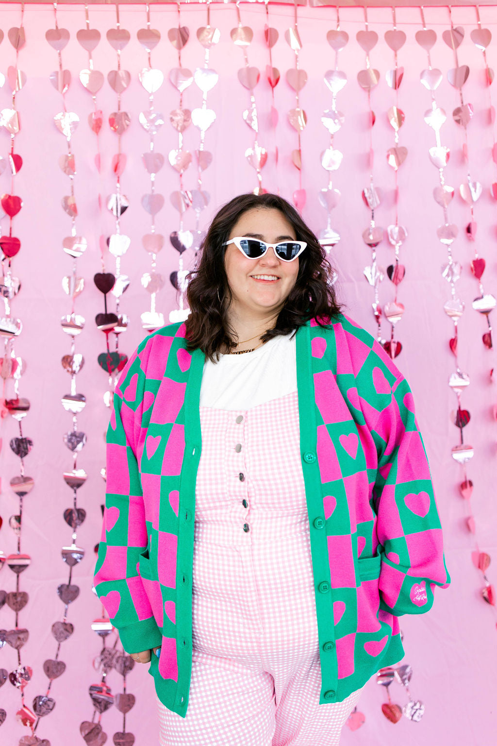 TABY ORIGINAL: Radical Self Love Cardigan In GREEN & PINK*** Sizes XS-5X!***