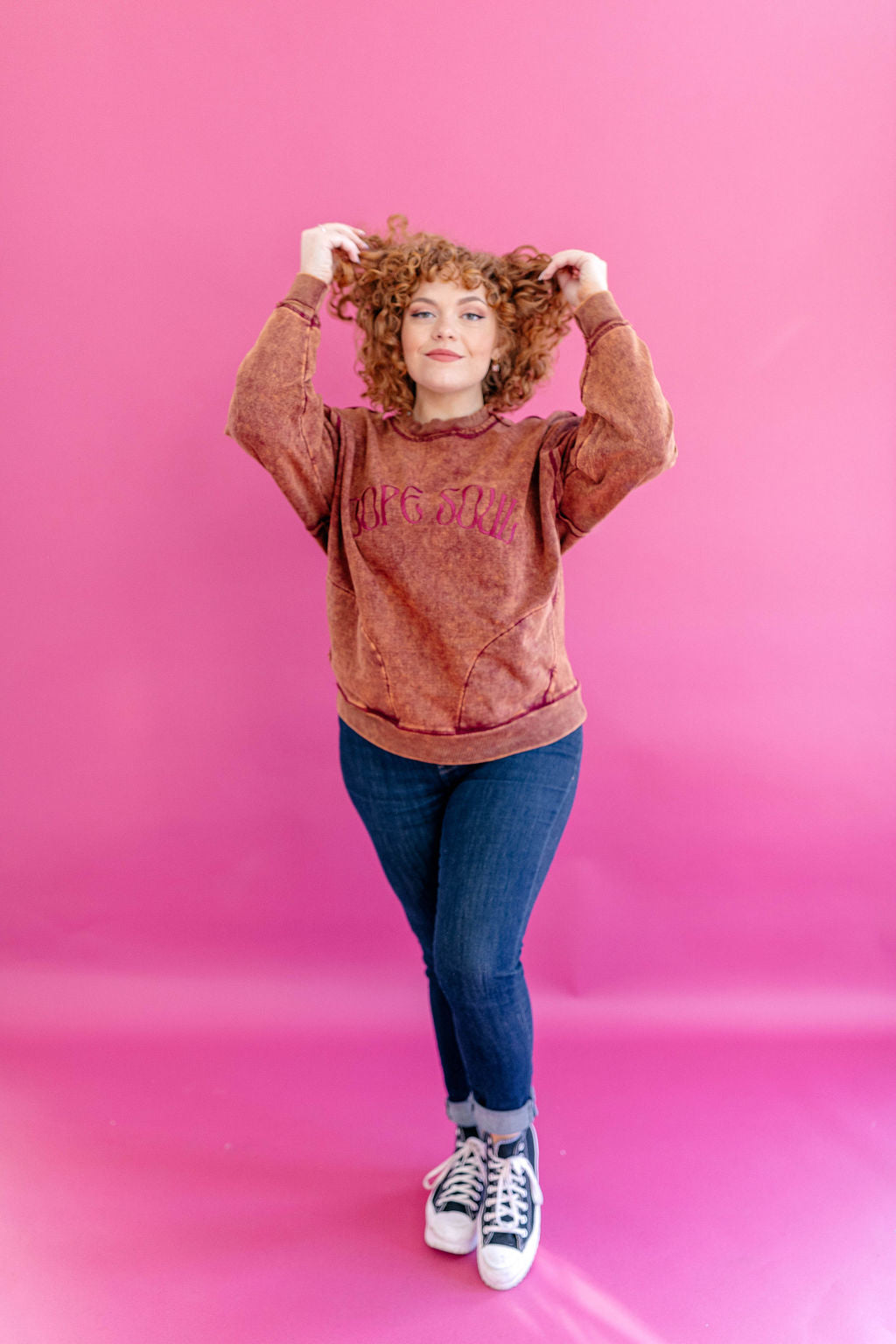TABY ORIGINAL DESIGN: Dope Soul Acid Wash Pullover EMBROIDERED***