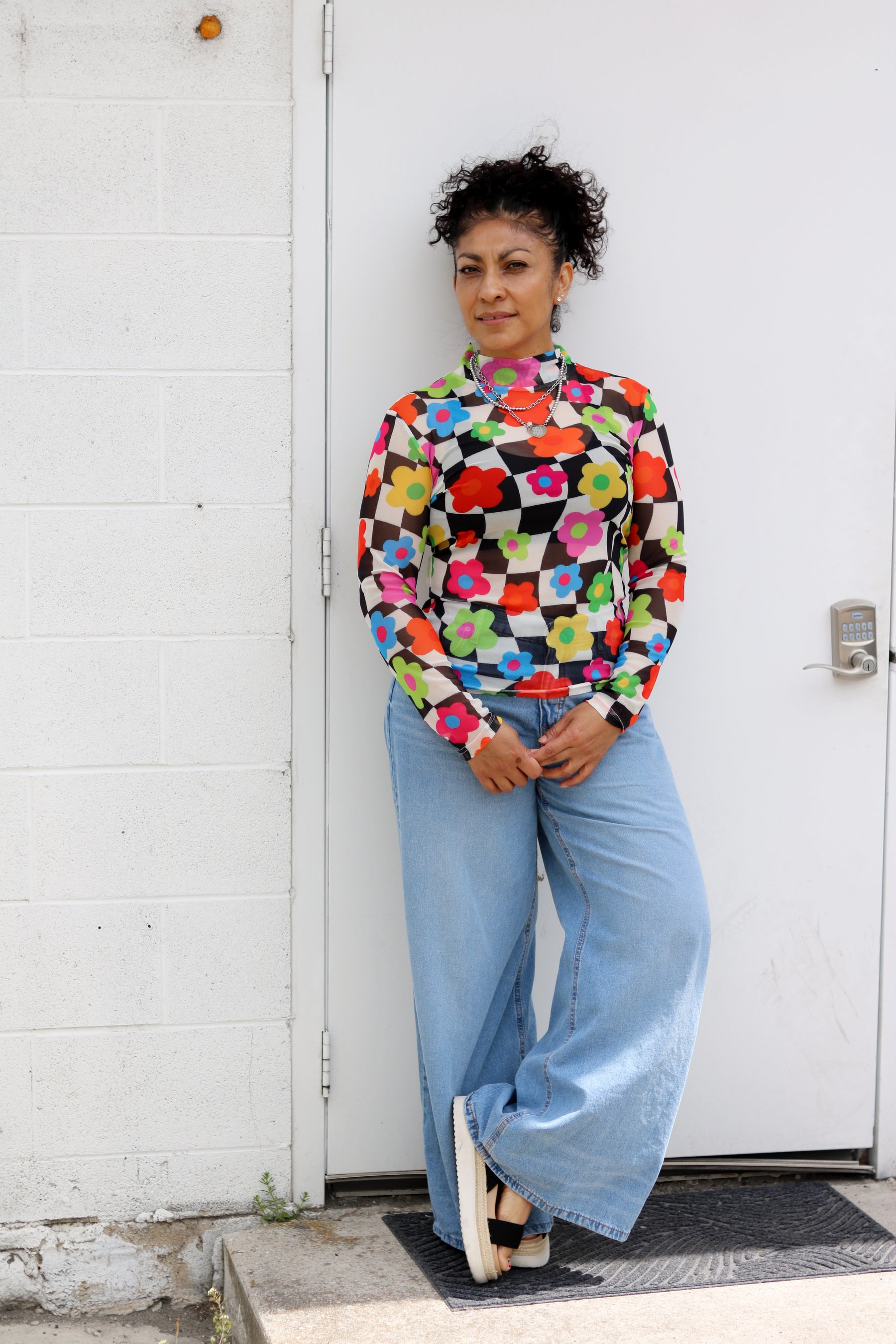 TABY ORIGINAL: In My Blooming Era Peekaboo Mesh top IN SIZES XS-5X***