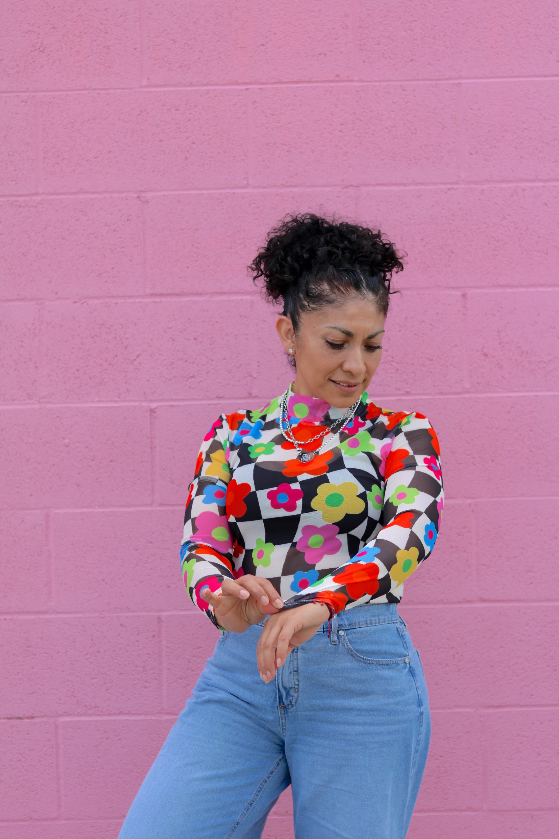 TABY ORIGINAL: In My Blooming Era Peekaboo Mesh top IN SIZES XS-5X***