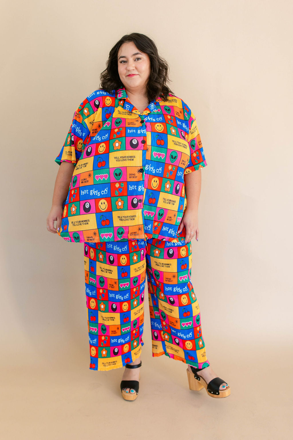 TABY ORIGINAL: Working On Myself Plisse Pant Set RESTOCKED IN SIZES XS-5X!***