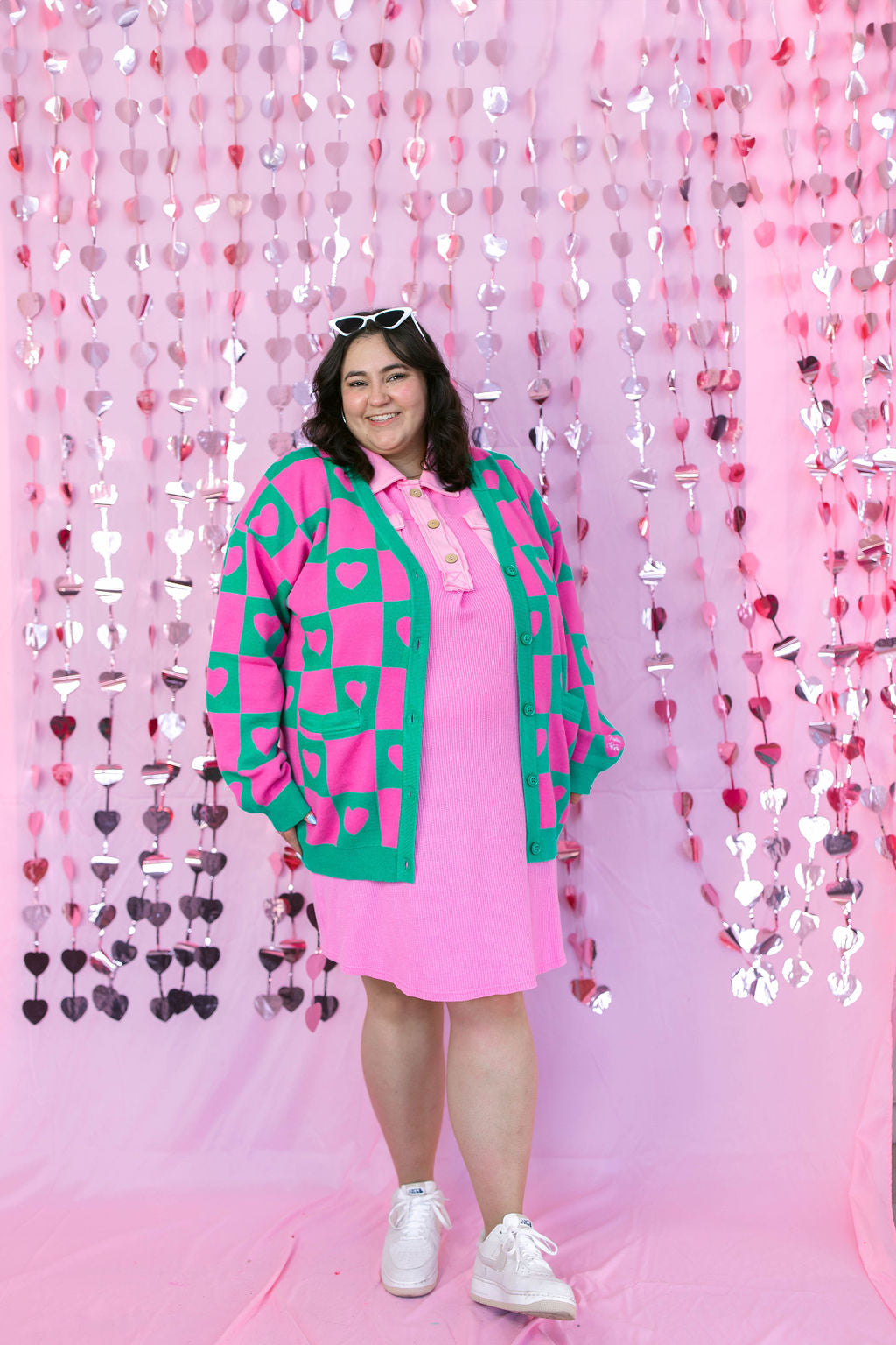 TABY ORIGINAL: Radical Self Love Cardigan In GREEN & PINK*** Sizes XS-5X!***
