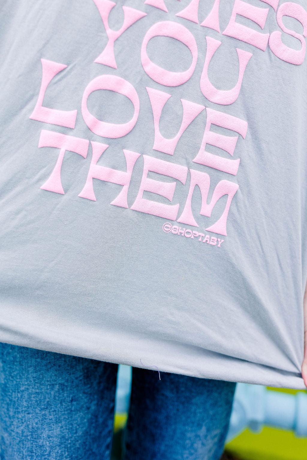 TABY ORIGINAL: Tell Your Homies You Love Them Boxy Tee IN PUFF*** IN STONE GREY***
