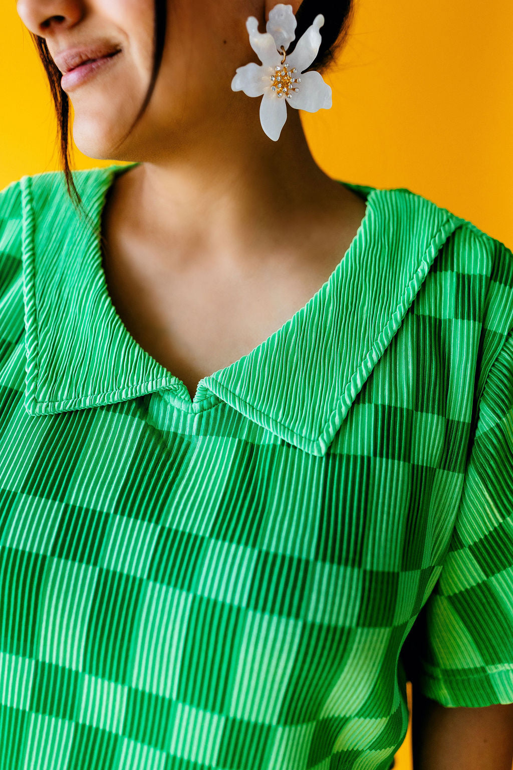 TABY ORIGINAL: Green Grid Plisse Skirt Set In Sizes XS-5X***