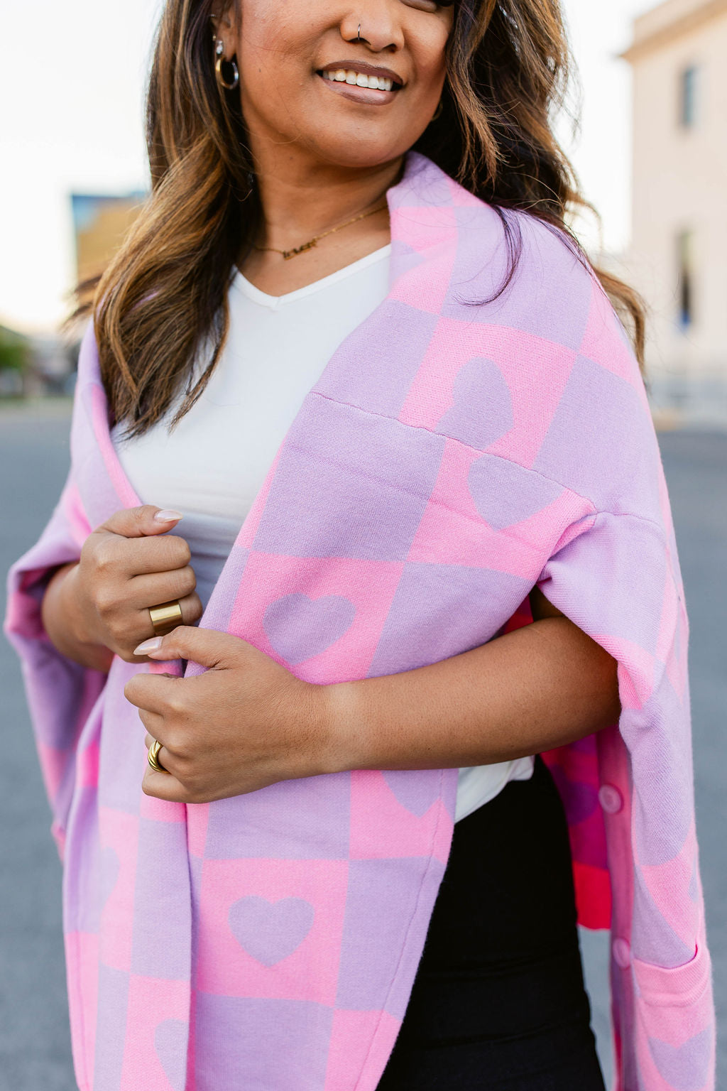 TABY ORIGINAL: Radical Self Love Cardigan In Lavender & Pink*** Sizes XS-5X!***