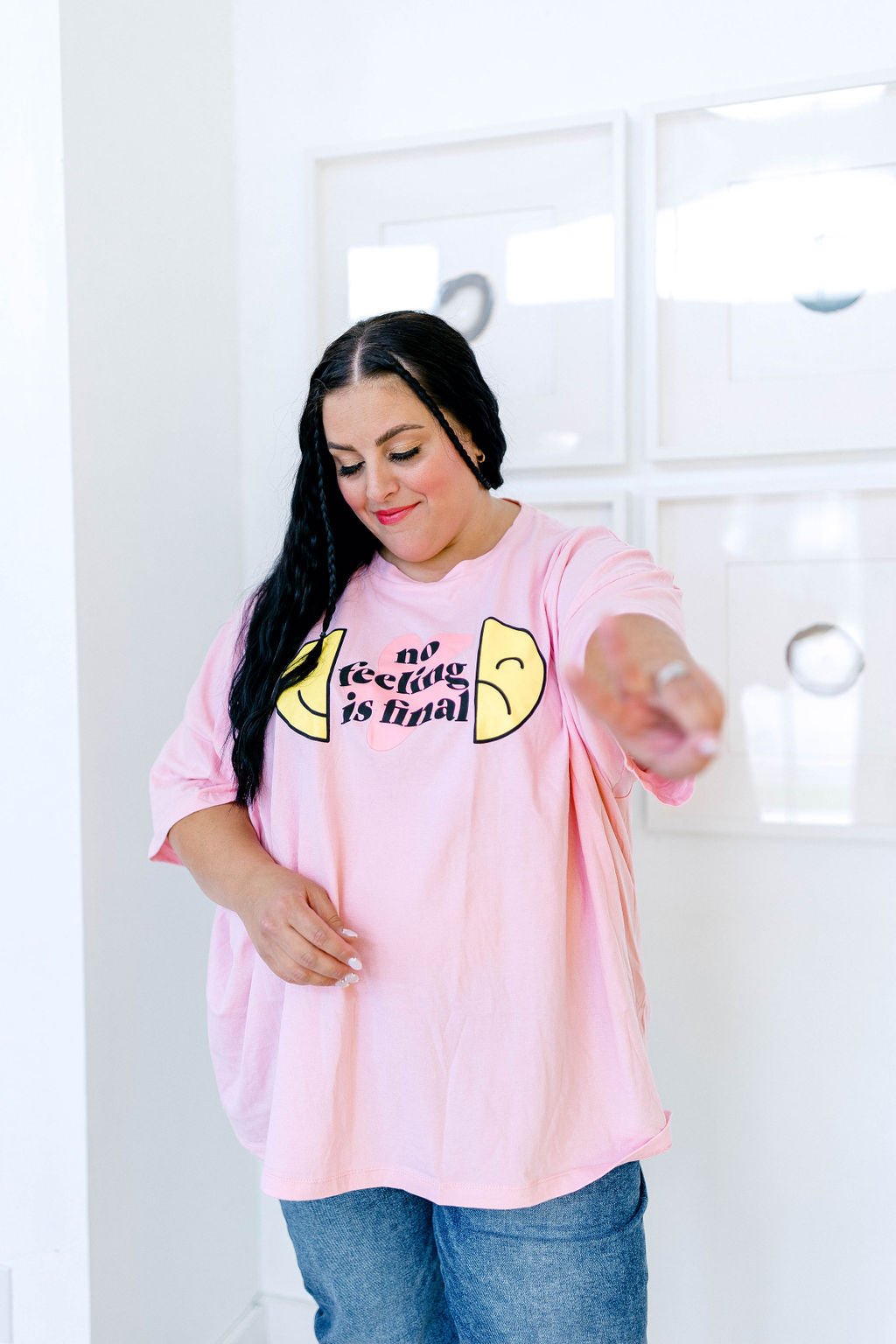 TABY ORIGINAL: No Feeling Is Final Boxy Tee In PINK*** RESTOCKED***