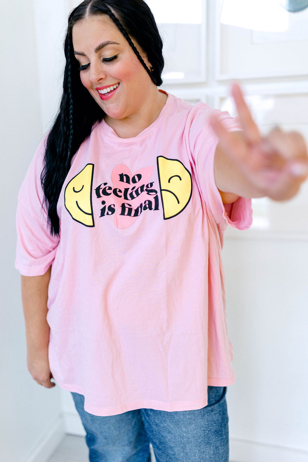 TABY ORIGINAL: No Feeling Is Final Boxy Tee In PINK*** RESTOCKED***