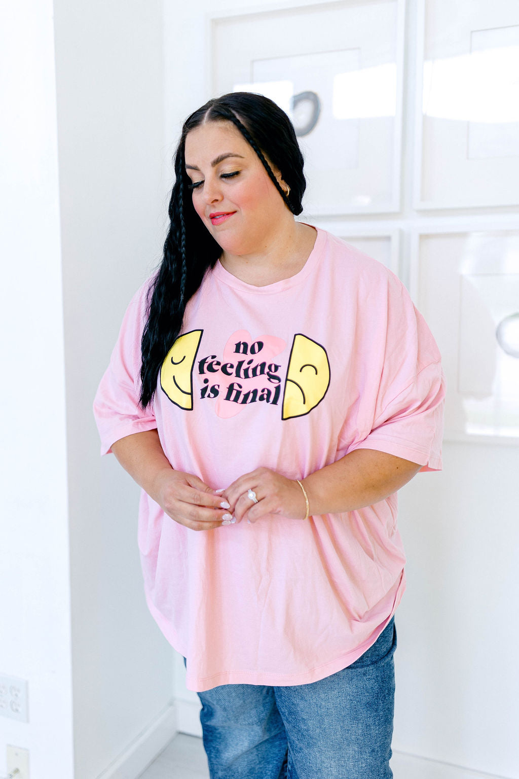 TABY ORIGINAL: No Feeling Is Final Boxy Tee In PINK*** RESTOCKED***