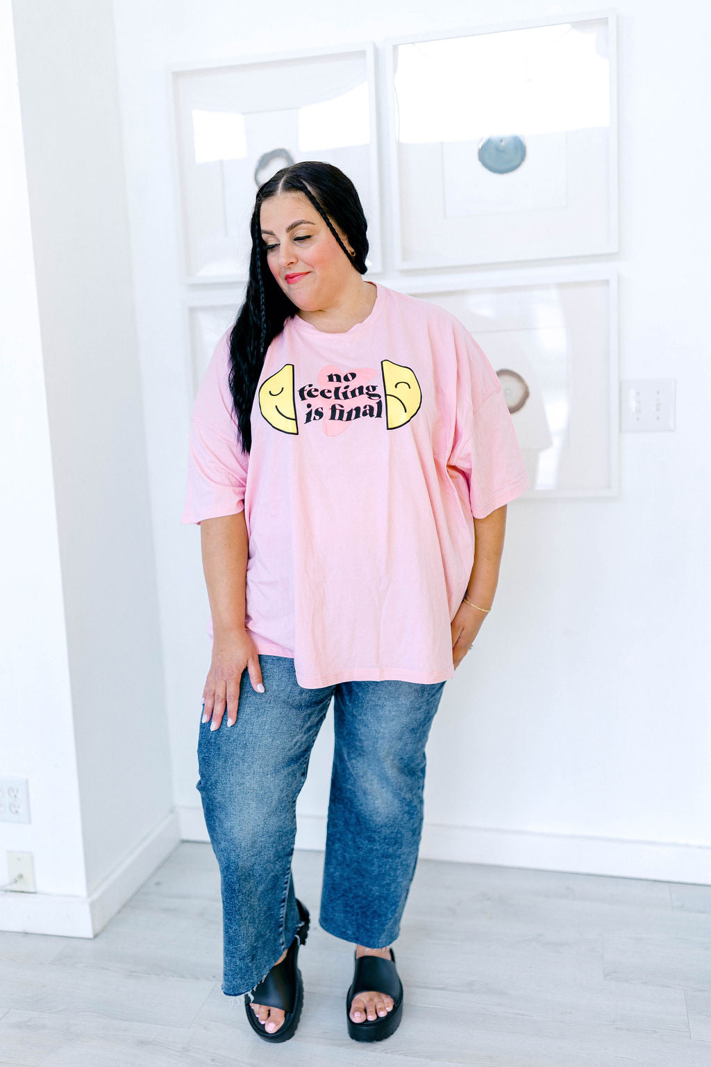 TABY ORIGINAL: No Feeling Is Final Boxy Tee In PINK*** RESTOCKED***
