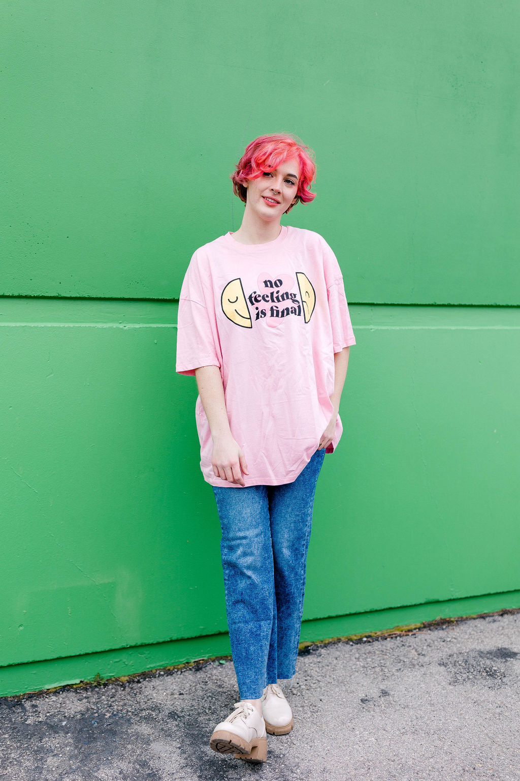 TABY ORIGINAL: No Feeling Is Final Boxy Tee In PINK*** RESTOCKED***