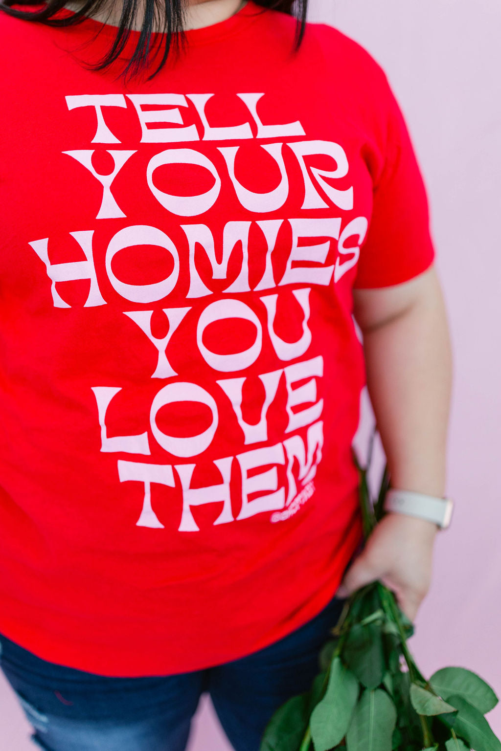 TABY ORIGINAL: Tell Your Homies You Love Them RELAXED Tee In RED***