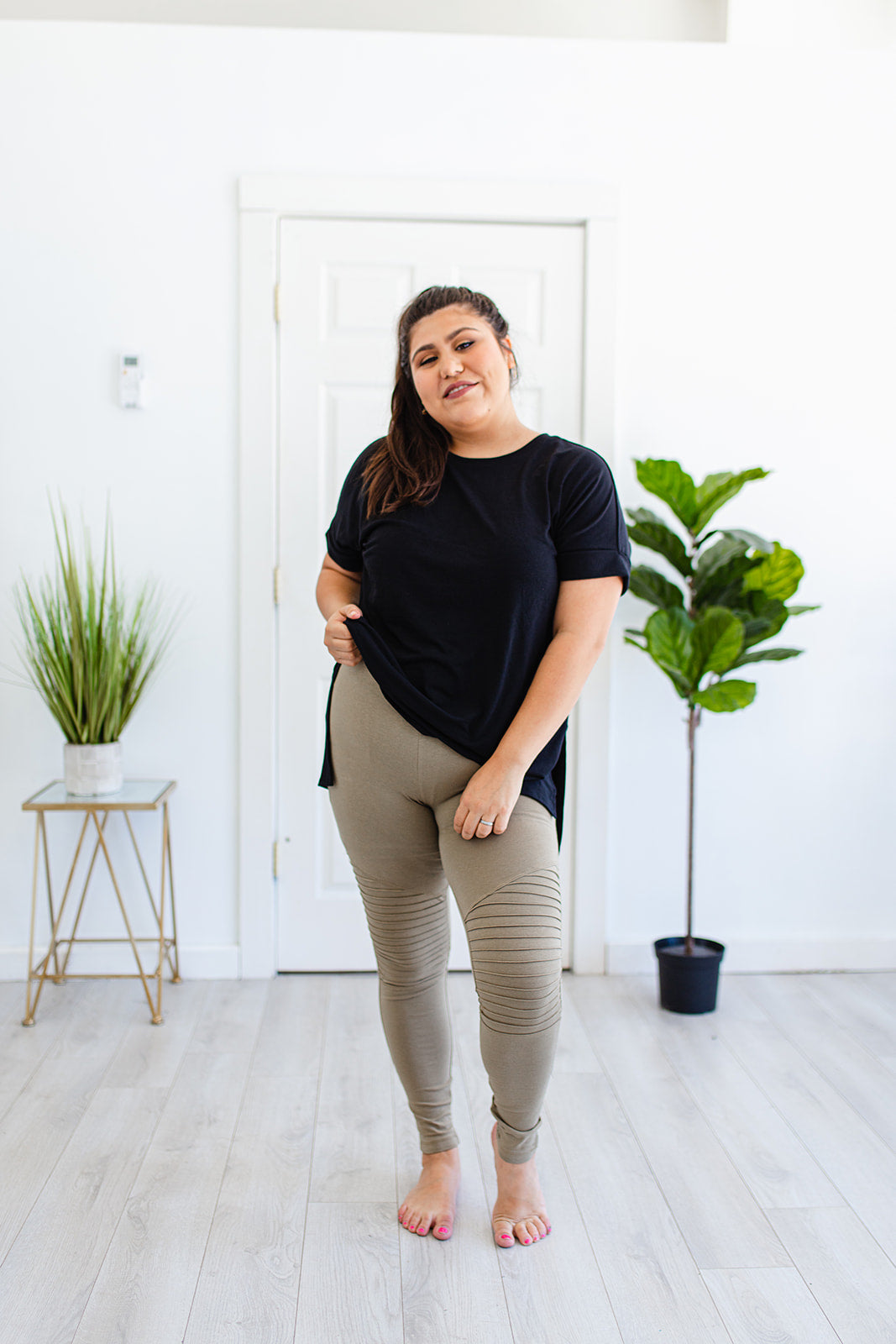 Mood Motto Leggings In KHAKI***