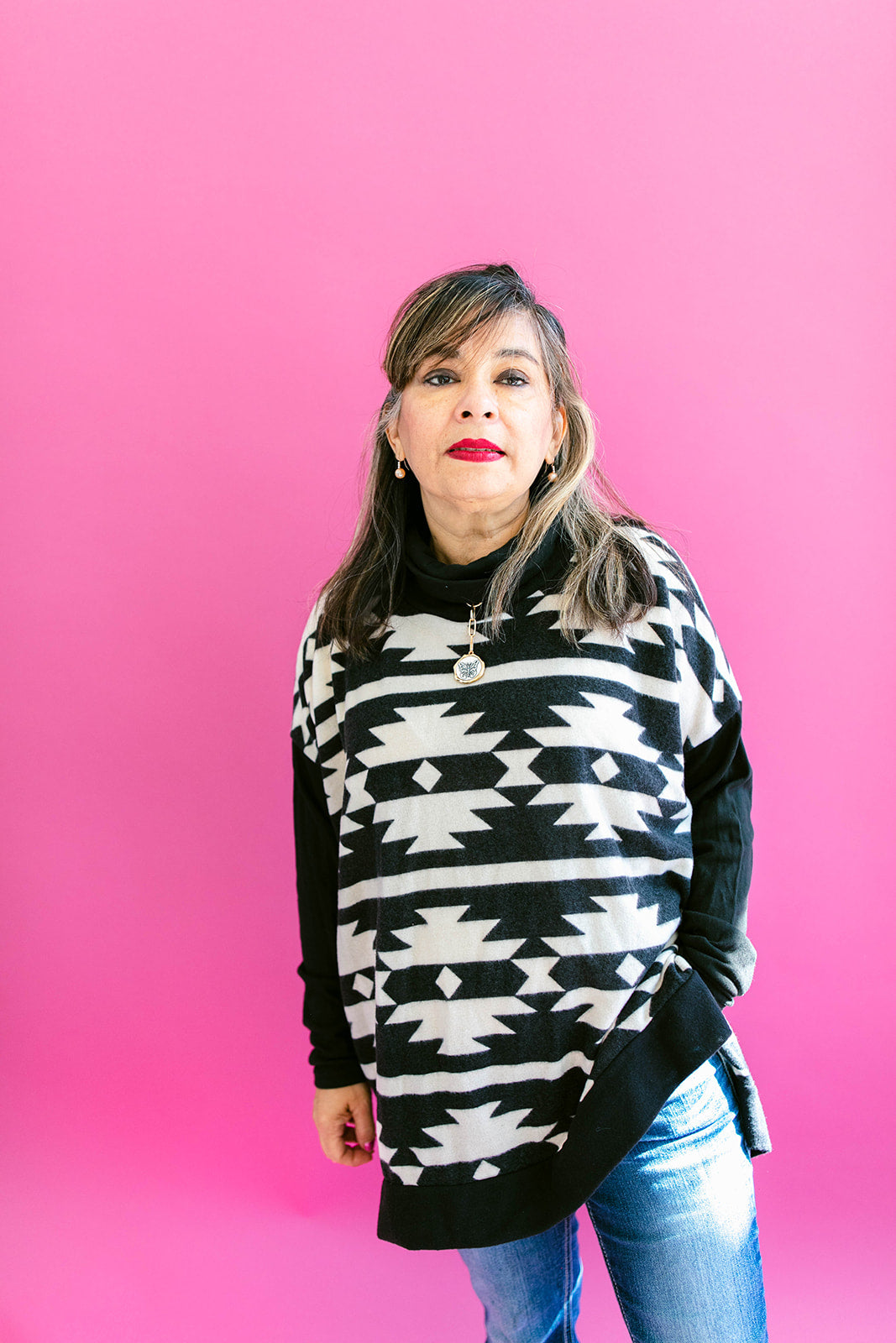 Jade Funnel Neck Sweater Top no