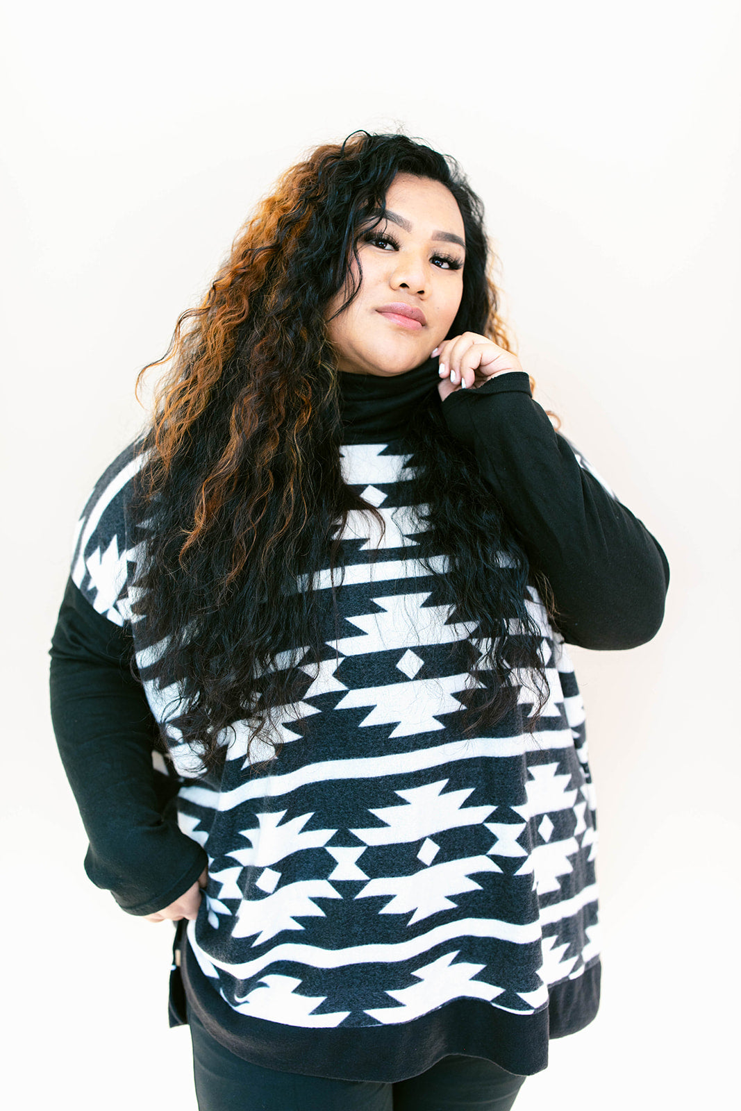Jade Funnel Neck Sweater Top no