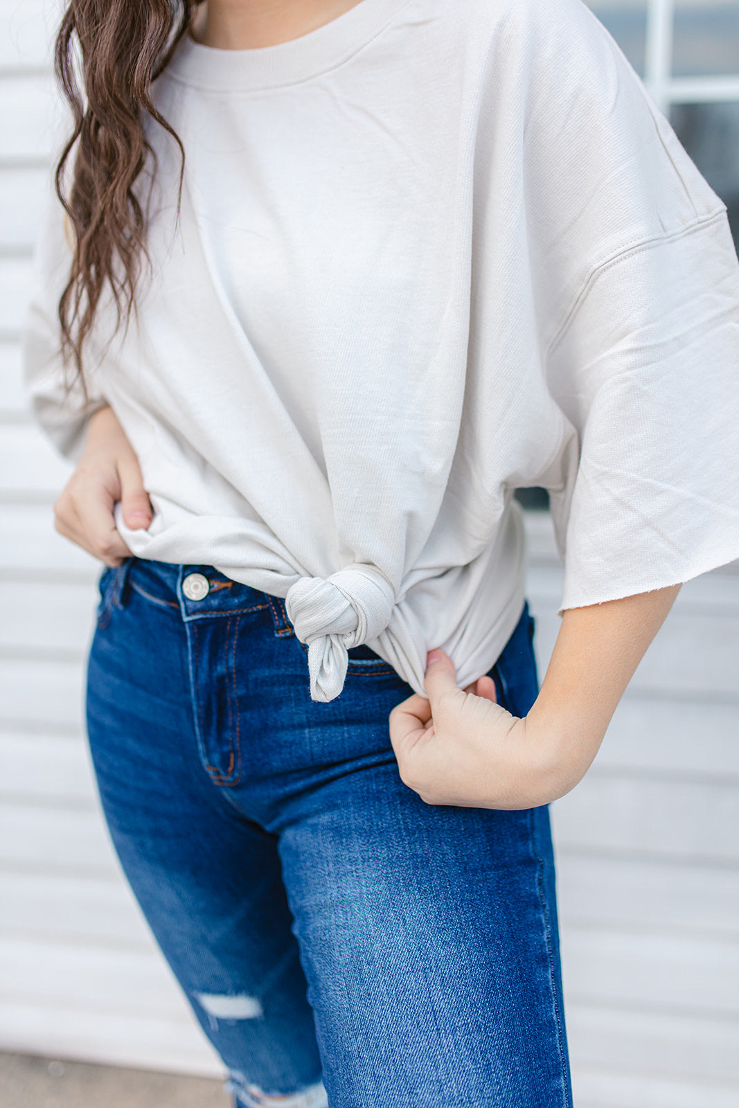 Boyfriend Boxy Knit Top In BONE***