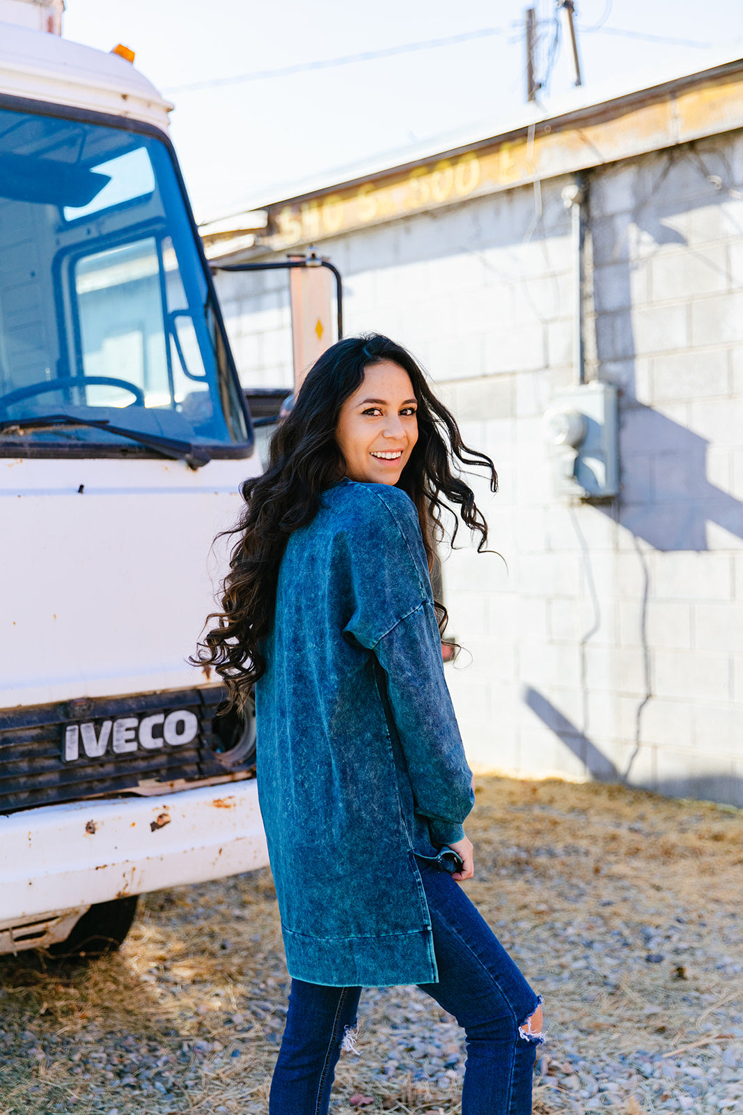 At First Sight Acid Wash Pullover IN AQUA*** RESTOCKED***