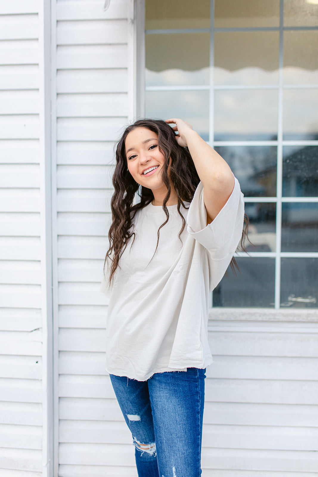 Boyfriend Boxy Knit Top In BONE***