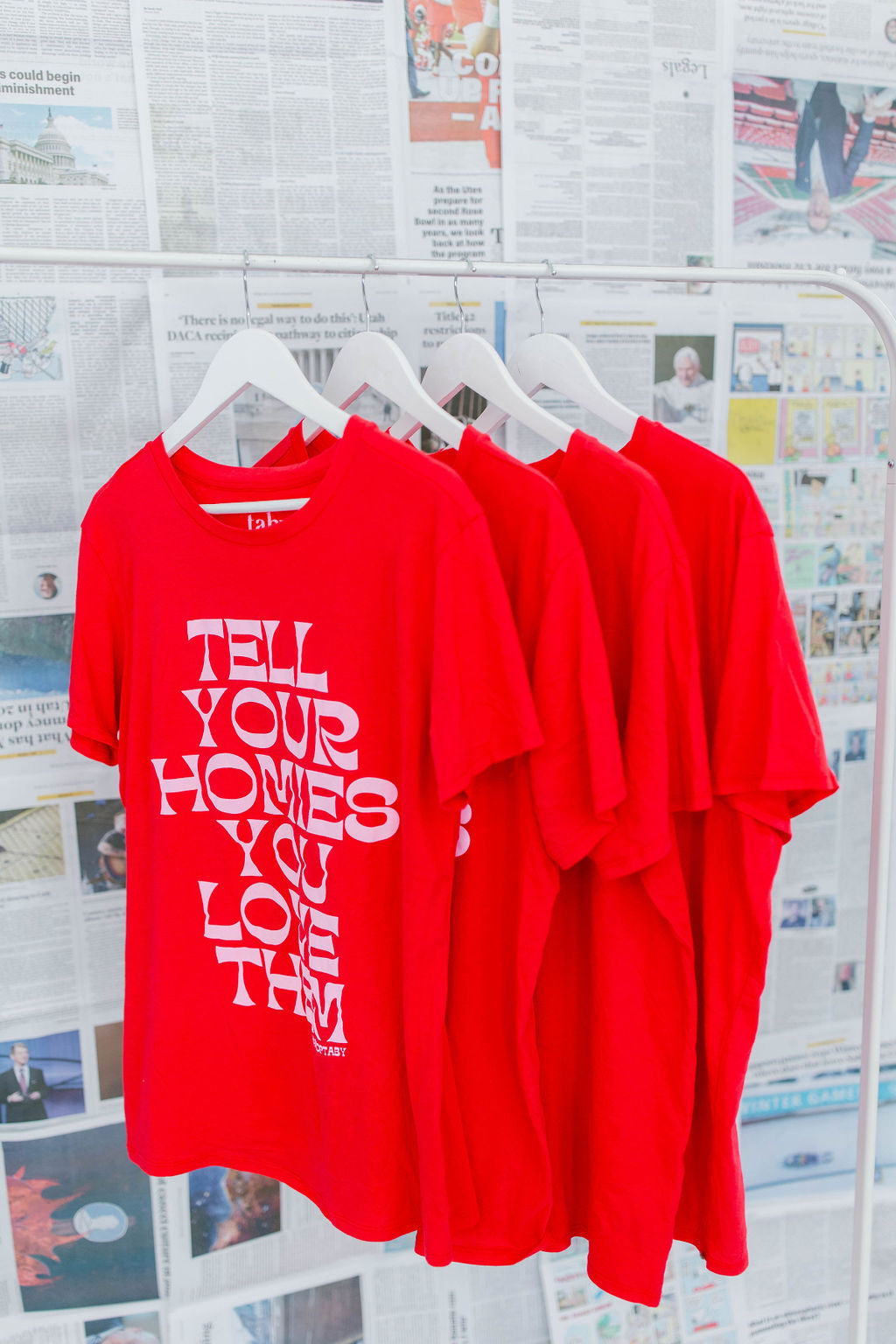TABY ORIGINAL: Tell Your Homies You Love Them RELAXED Tee In RED***