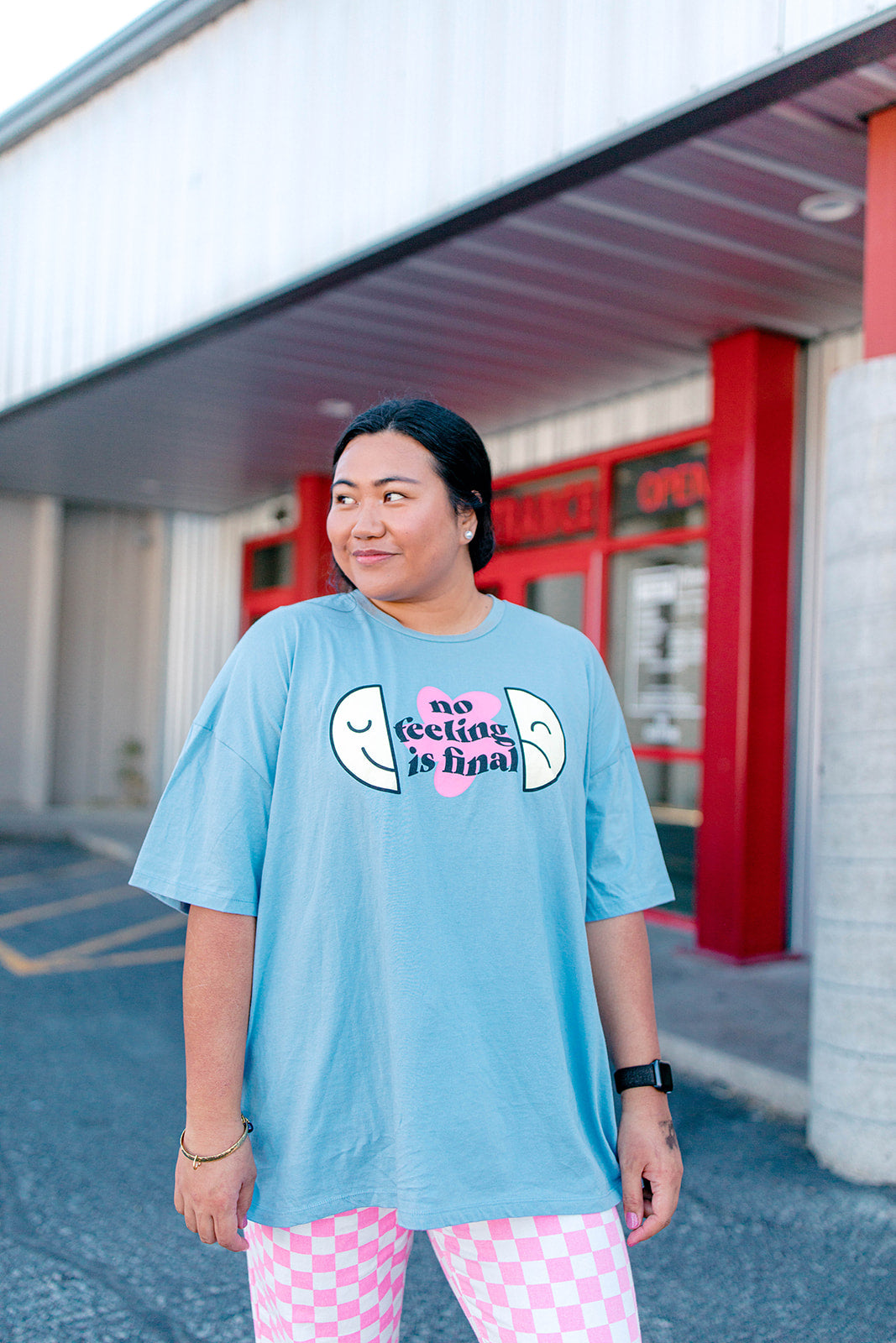 TABY ORIGINAL: No Feeling Is Final Boxy Tee In CREAMY BLUE***