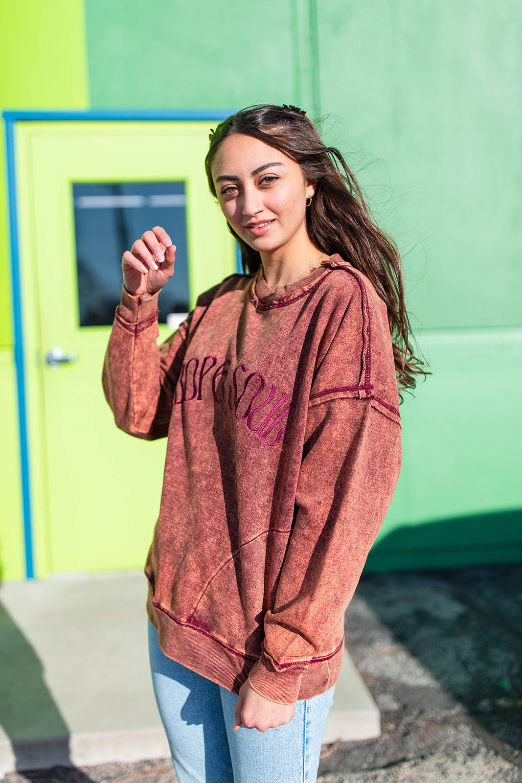 TABY ORIGINAL DESIGN: Dope Soul Acid Wash Pullover EMBROIDERED***