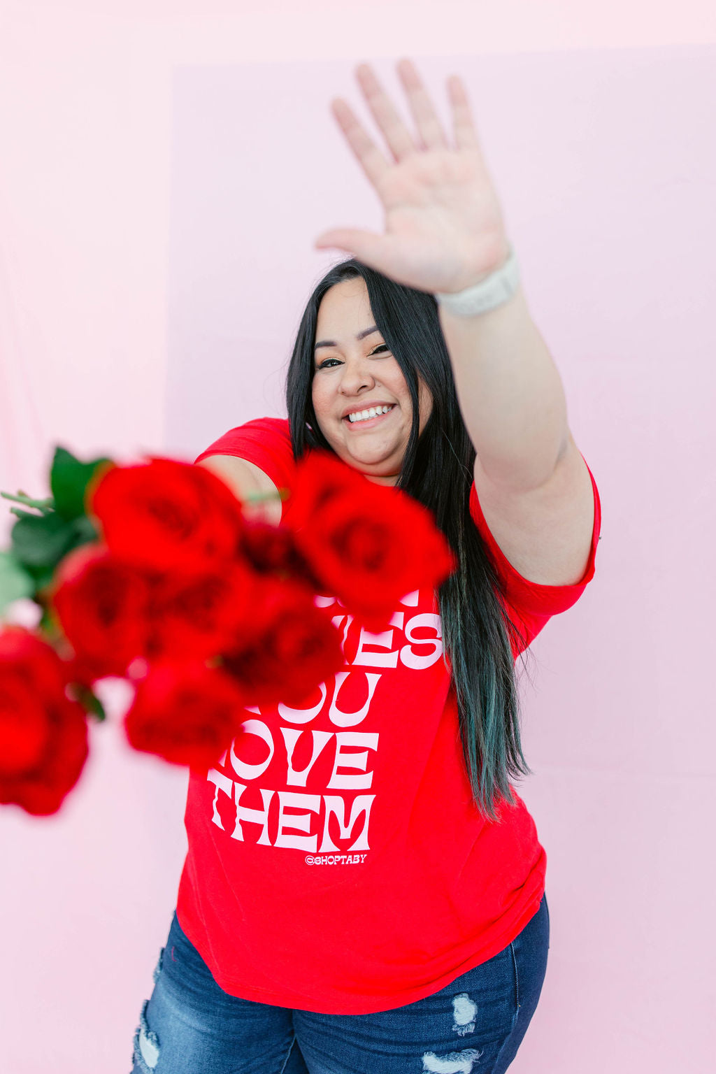 TABY ORIGINAL: Tell Your Homies You Love Them RELAXED Tee In RED***
