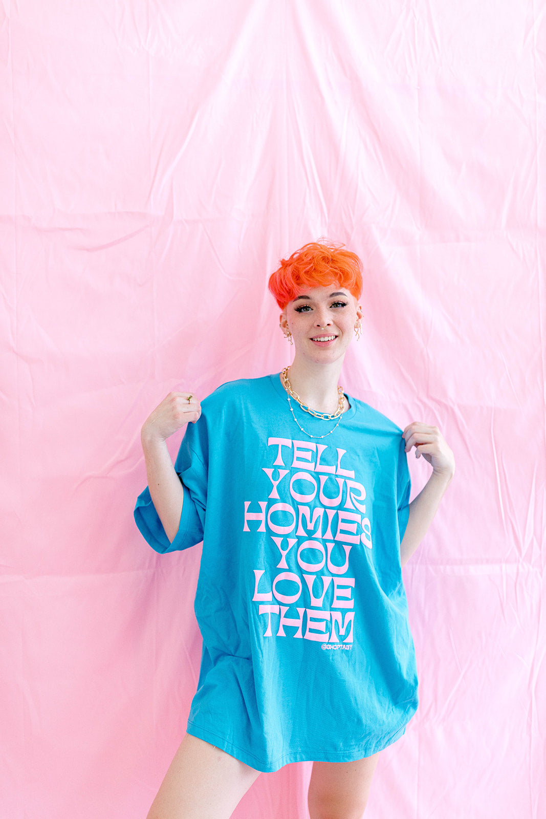 TABY ORIGINAL: Tell Your Homies You Love Them Boxy Tee EXTREME PUFF*** IN SKY BLUE*** RESTOCKED***