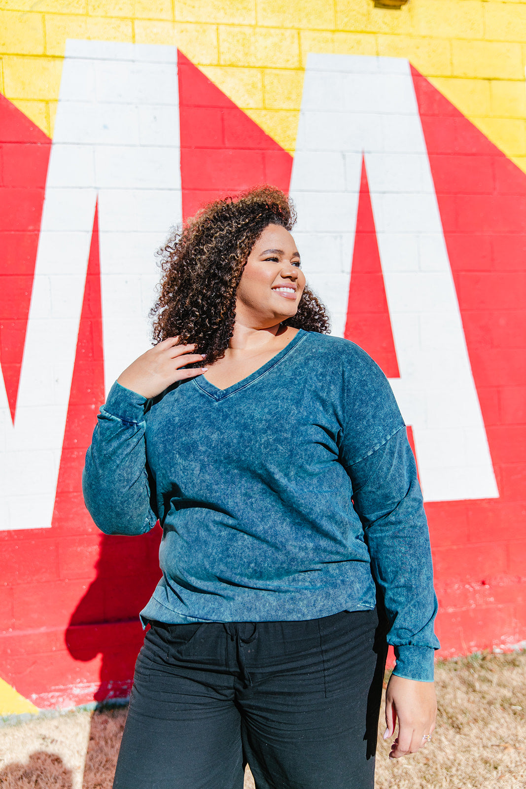 At First Sight Acid Wash Pullover IN AQUA*** RESTOCKED***