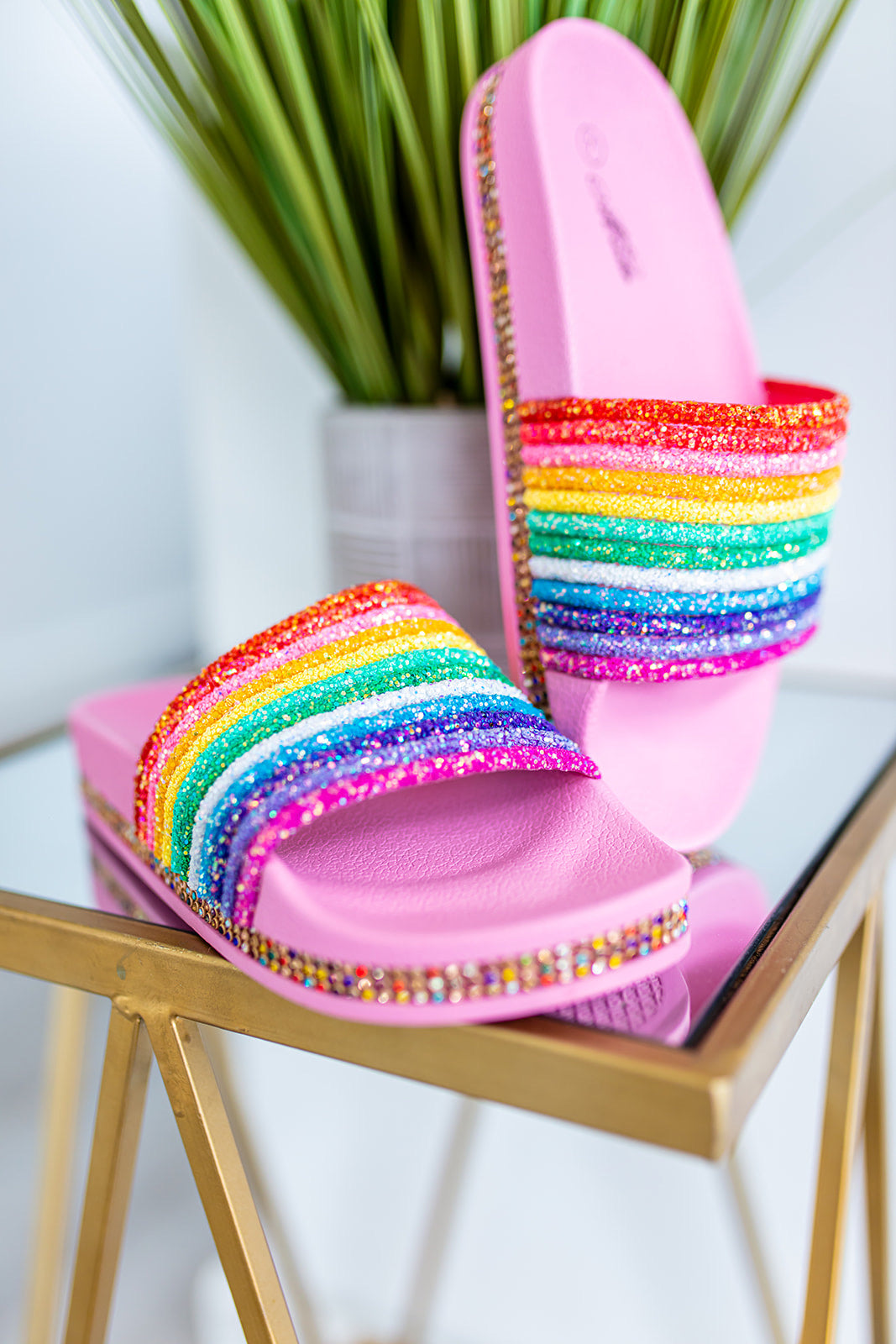 Rainbow slides with discount rhinestones