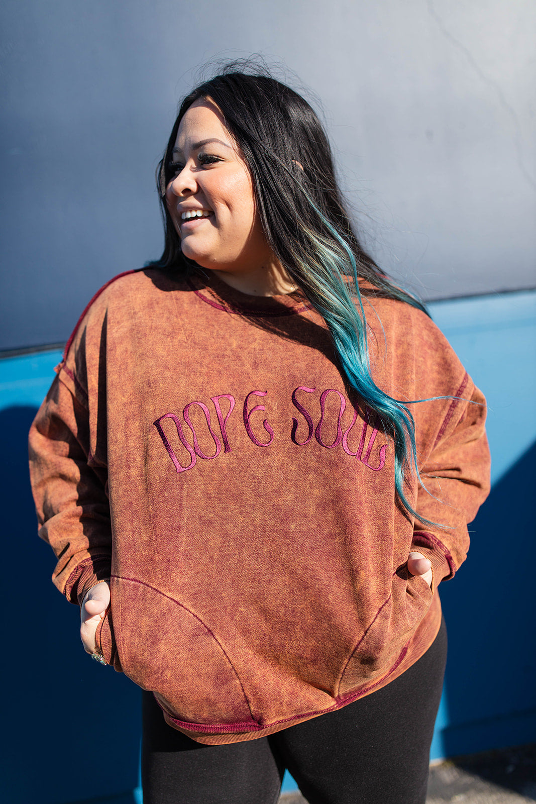 TABY ORIGINAL DESIGN: Dope Soul Acid Wash Pullover EMBROIDERED***