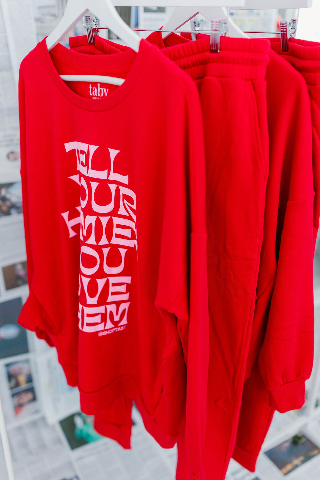 TABY ORIGINAL DESIGN: Tell Your Homies You Love Them Set in RED*** PUFF***& ULTRA SOFT***