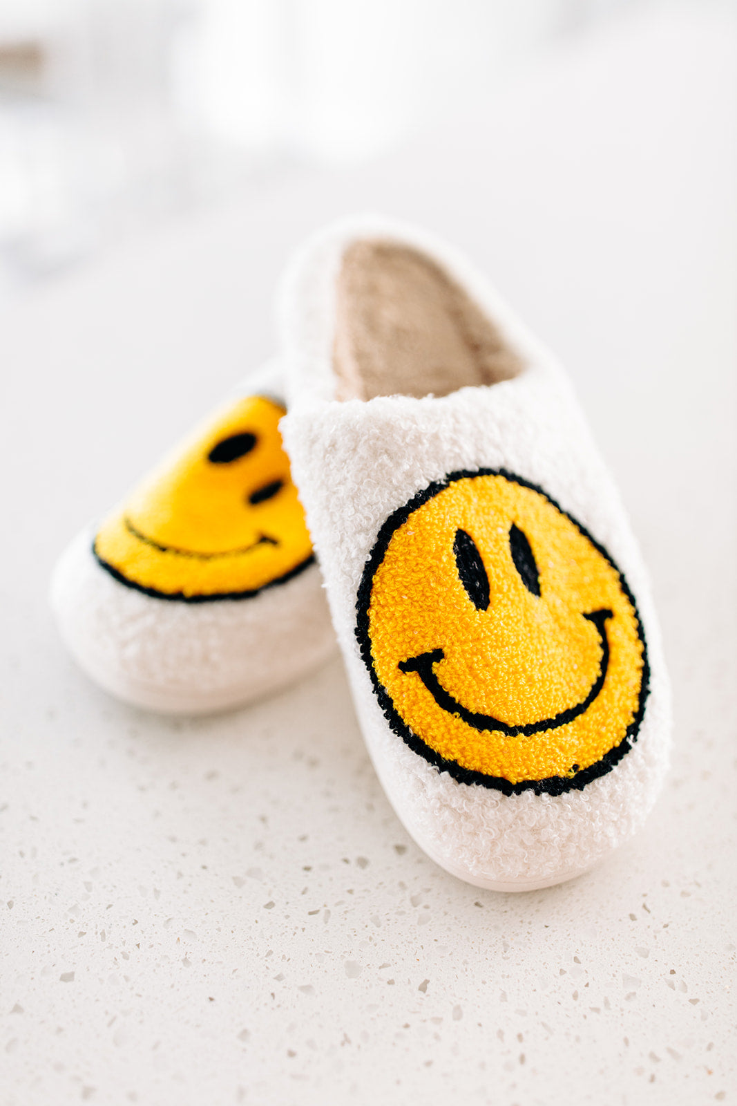 Smile More, Worry Less Slippers In WHITE***