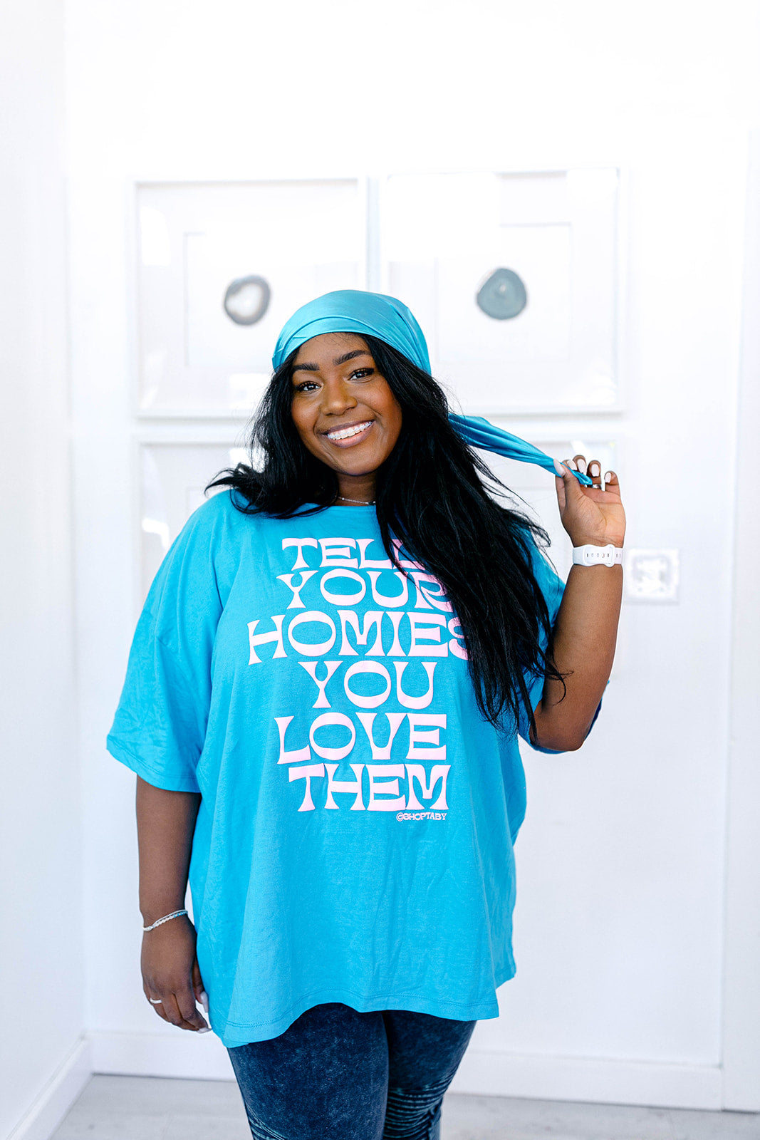 TABY ORIGINAL: Tell Your Homies You Love Them Boxy Tee EXTREME PUFF*** IN SKY BLUE*** RESTOCKED***