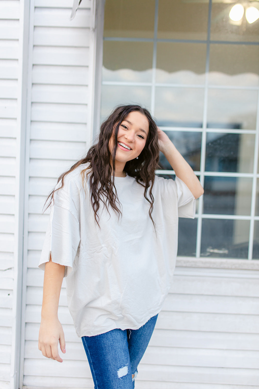 Boyfriend Boxy Knit Top In BONE***