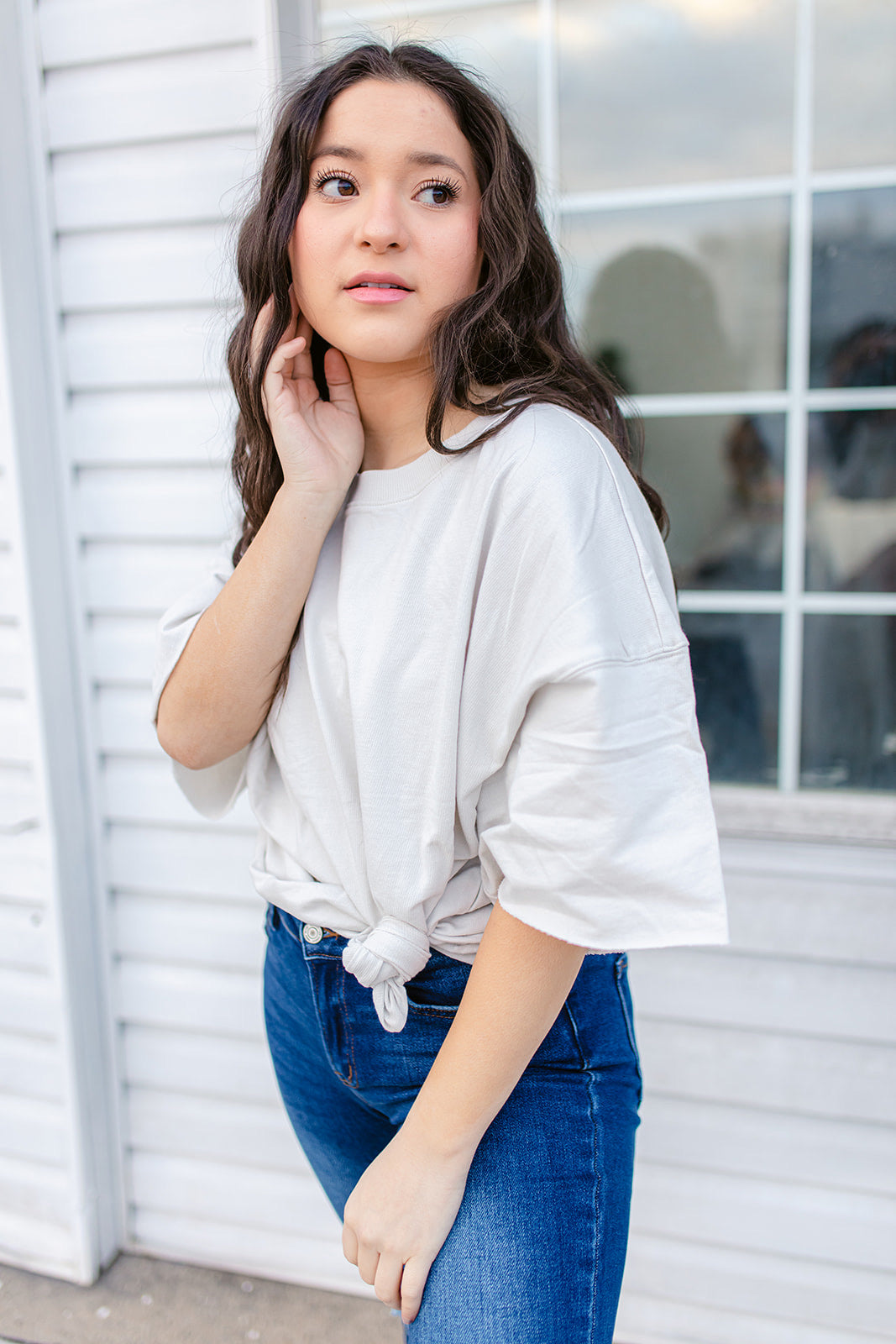 Boyfriend Boxy Knit Top In BONE***
