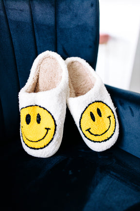 Smile More, Worry Less Slippers In WHITE***