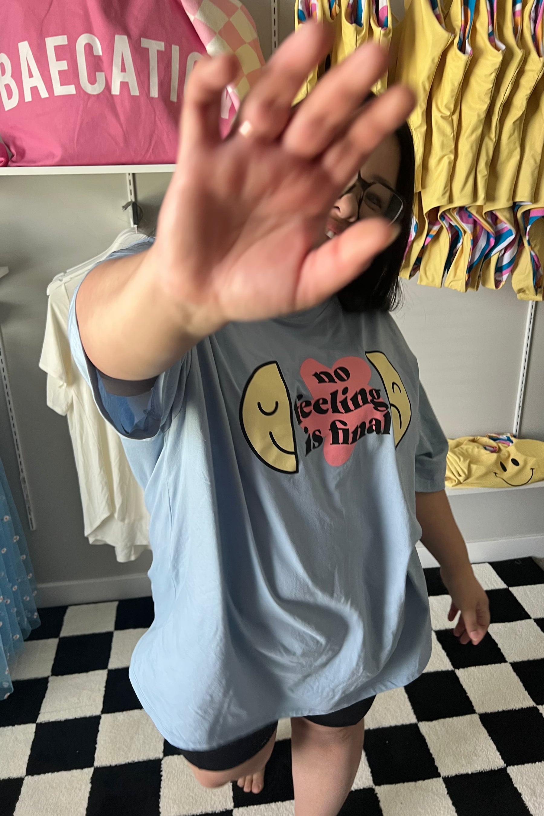 TABY ORIGINAL: No Feeling Is Final Boxy Tee In CREAMY BLUE***