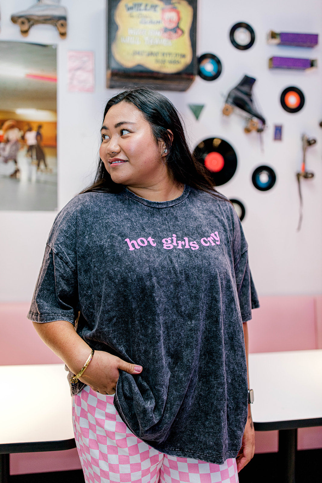 TABY ORIGINAL: Hot Girls Cry Boxy Tee In CHARCOAL** PUFF***
