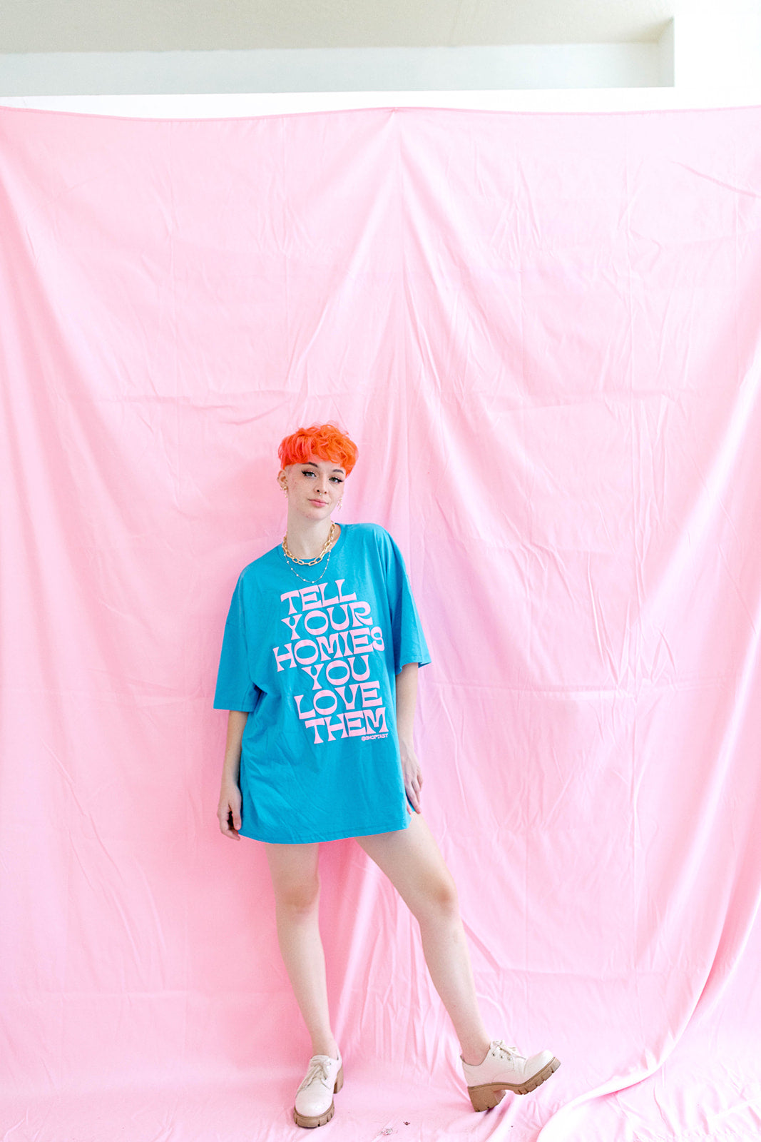 TABY ORIGINAL: Tell Your Homies You Love Them Boxy Tee EXTREME PUFF*** IN SKY BLUE*** RESTOCKED***