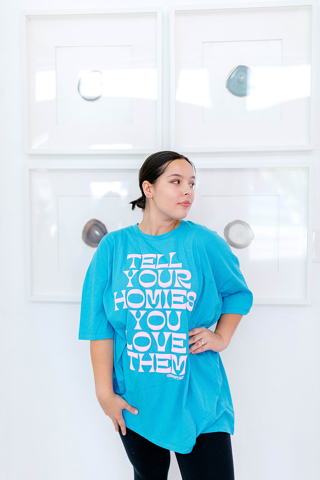 TABY ORIGINAL: Tell Your Homies You Love Them Boxy Tee EXTREME PUFF*** IN SKY BLUE*** RESTOCKED***